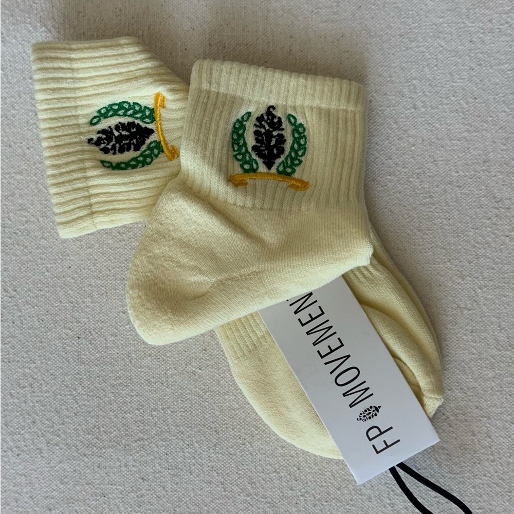FP Movement ~ Cream Color Embroidered Socks With Crest Buti ~ *NWT & Packaging - Picture 9 of 13